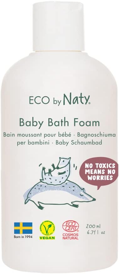 eco by naty, baby bath foam, organic plant based ingredients with 0% perfume, hypoallergenic and dermatologically tested, 200 ml bottle eco by naty, baby bath foam, organic plant based ingredients with 0% perfume, hypoallergenic and dermatologically tested, 200 ml bottle