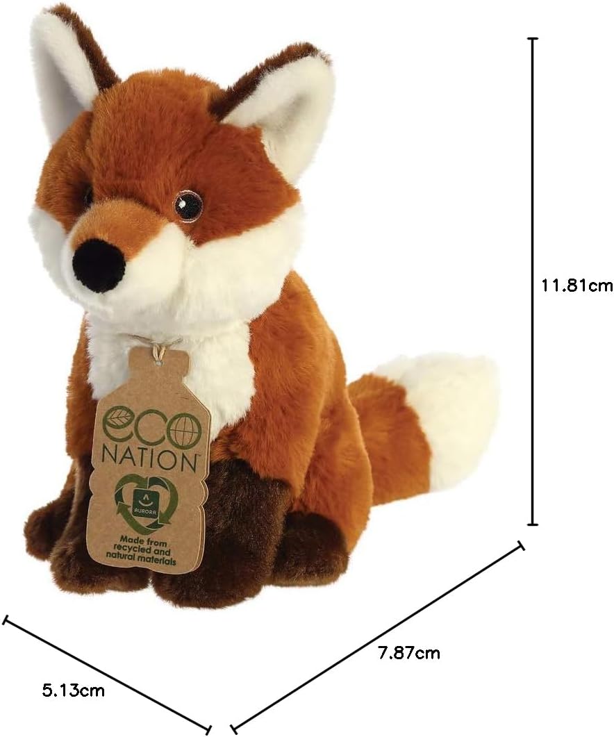 aurora, 35009, eco nation, fox, 9in, soft toy, brown & white aurora, 35009, eco nation, fox, 9in, soft toy, brown & white