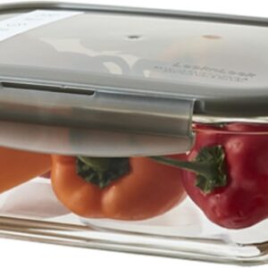 locknlock eco ovenglass glass food storage containers with lids 630ml airtight, leakproof rectangular glass food container with recycled plastic lid, oven safe, dishwasher safe, 17.5 x 13 x 6.5cm