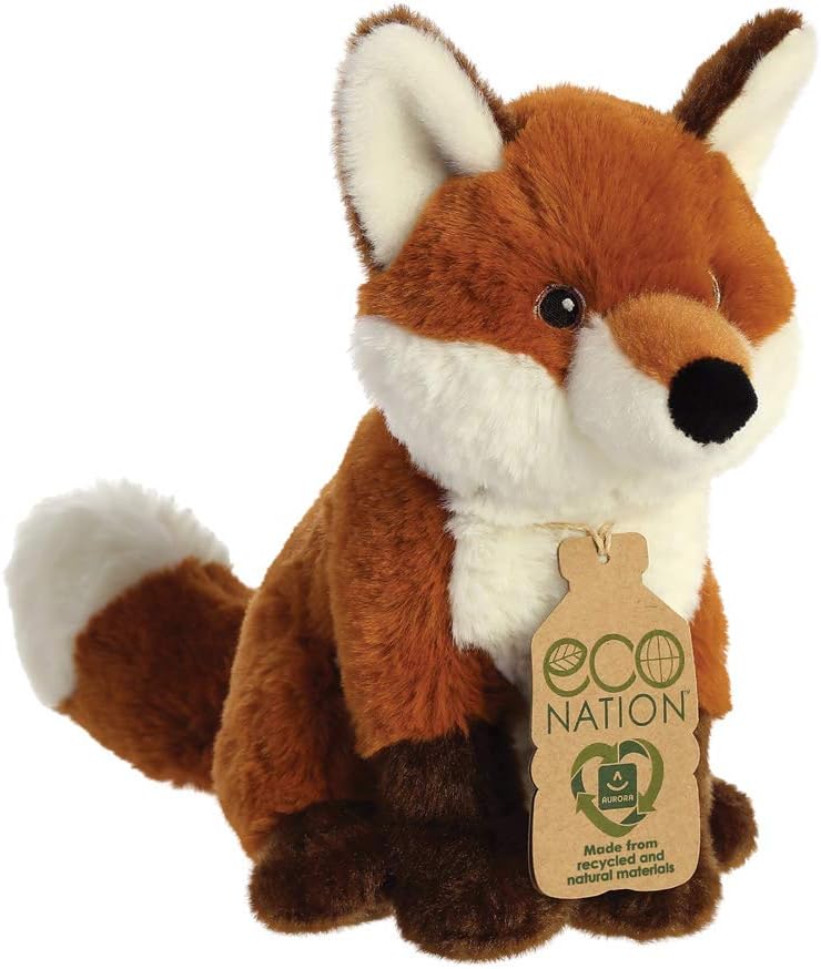 aurora, 35009, eco nation, fox, 9in, soft toy, brown & white aurora, 35009, eco nation, fox, 9in, soft toy, brown & white