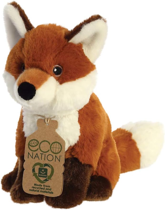 aurora, 35009, eco nation, fox, 9in, soft toy, brown & white aurora, 35009, eco nation, fox, 9in, soft toy, brown & white