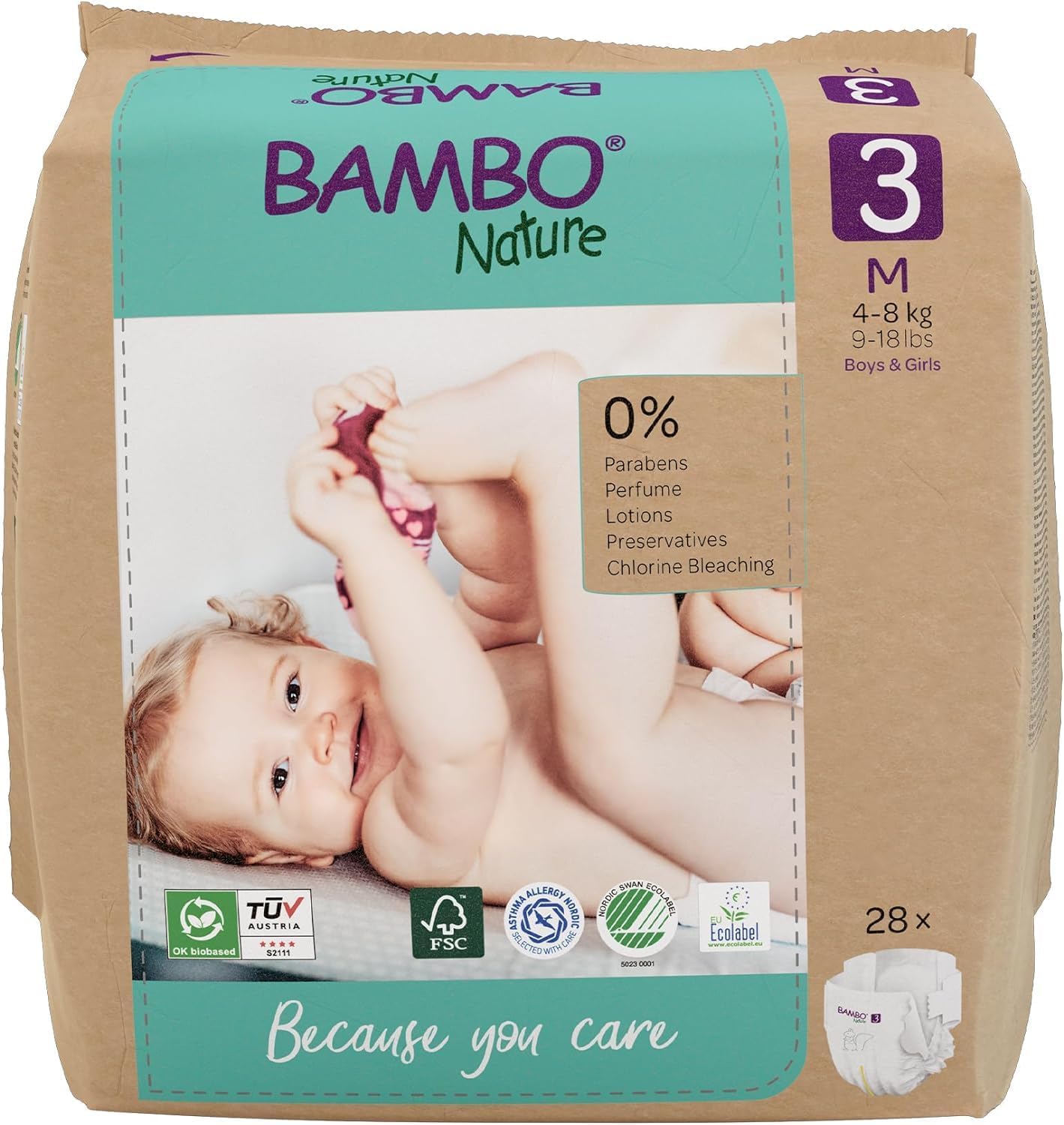 bambo nature premium eco nappies, size 3 (9 18lb/4 8kg), midi, 168pk, eco labelled, enhanced leakage protection, secure & comfortable baby nappy bambo nature premium eco nappies, size 3 (9 18lb/4 8kg), midi, 168pk, eco labelled, enhanced leakage protection, secure & comfortable baby nappy