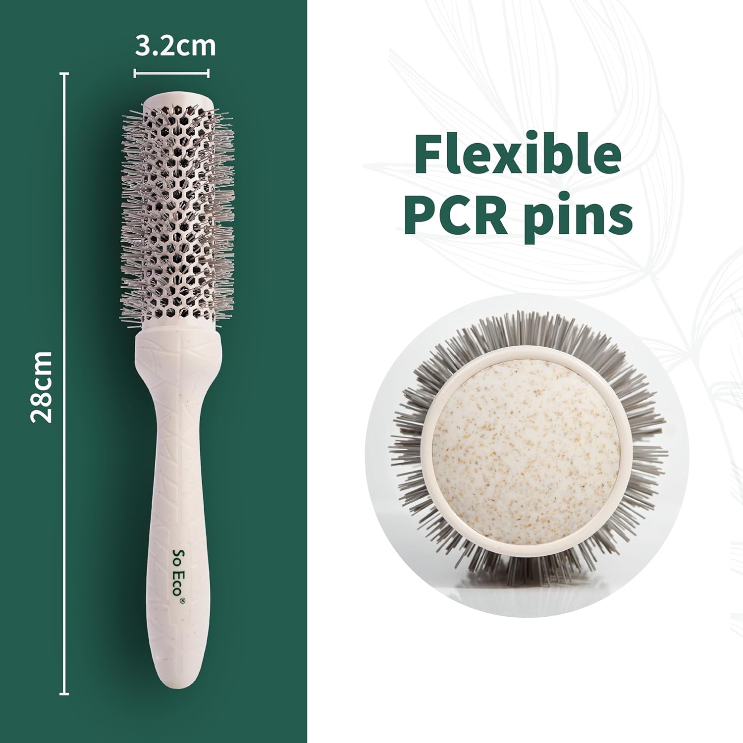 so eco small 32 mm thermo ceramic round brush hair styling, volumising & curling brush for short to medium hair. sustainable bioplastic handle & pins made from recycled plastics so eco small 32 mm thermo ceramic round brush hair styling, volumising & curling brush for short to medium hair. sustainable bioplastic handle & pins made from recycled plastics